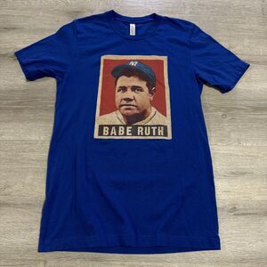 Babe Ruth Shirt New York Yankees Baseball Men’s Blue Top Medium 100% Cotton